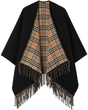 Burberry Reversible Check Wool Capelet - Black