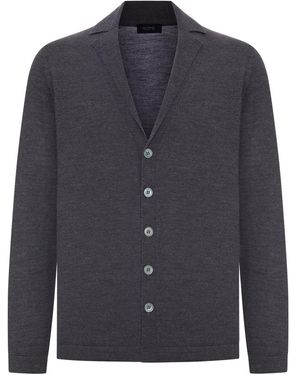 Nome G Cardigan in maglia fine con collo a revers - Blu