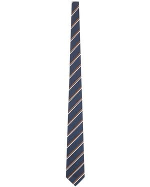 Kiton Cravatta a righe diagonali - Bianco