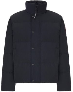 Canada Goose Short Padded Down Jacket With High Collar - Blue
