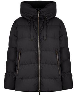 Moorer Piumino corto in nylon trapuntato con cappuccio - Nero