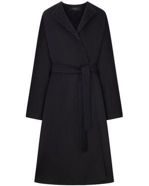 Gucci Cappotto lungo in seta e lana con gg all`interno - Nero