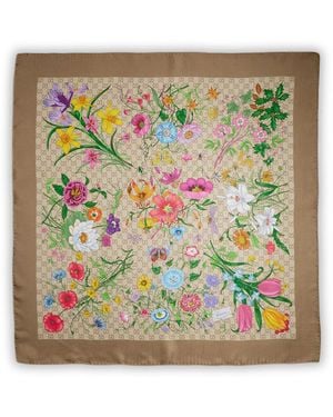 Gucci Silk Twill Scarf With Gg Print - Green