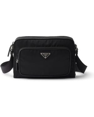 Prada Small Shoulder Bag In Re-nylon And Saffiano - Black