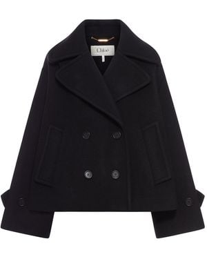 Chloé Oversized Short Wool Coat - Black