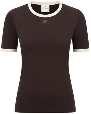 Courreges T-Shirt With Contrasting Trim - Black