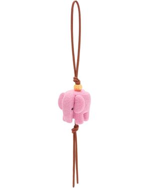 Loewe Elephant Pendant In Felt And Calfskin - Pink