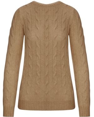 Ralph Lauren Crewneck Cashmere Cable Knit Jumper - Brown