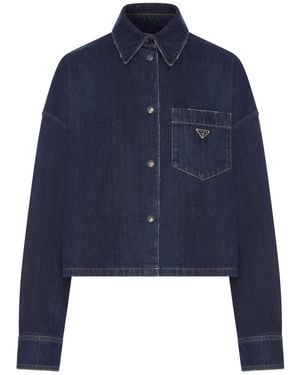 Prada Denim Shirt With Logo - Blue