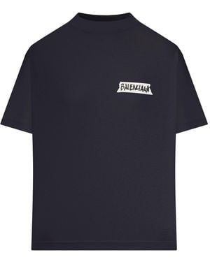 Balenciaga Medium Fit Masking Tape T-Shirt - Blue