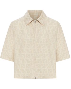 Fendi Chambray Ff Jacket - Natural