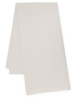 Brunello Cucinelli Cashmere And Silk Scarf With Sequins - White