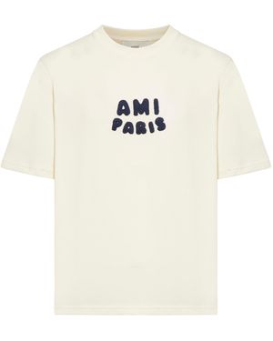 Ami Paris T-Shirt With Contrasting Logo - White