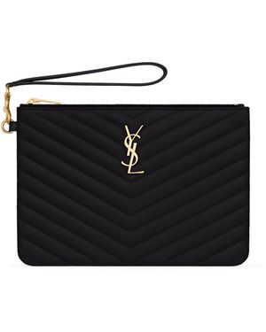 Saint Laurent Cassandre matelassÉ astuccio in pelle trapuntata - Nero