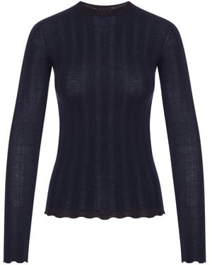 Prada Top in maglia a coste con logo - Blu