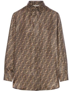 Fendi Ff Silk Shirt - Brown