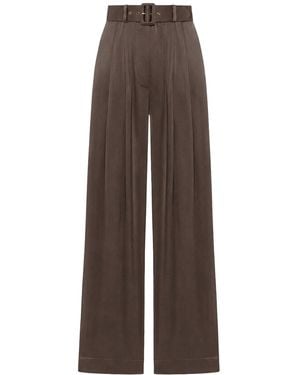 Zimmermann Wide Leg Seta Pantaloni - Brown