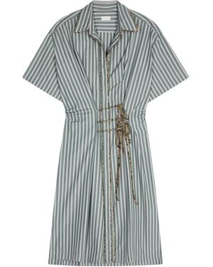 Dries Van Noten Abito in cotone a righe - Grigio