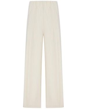Dries Van Noten Wide-Leg Cotton Pants With Striped Pattern - White