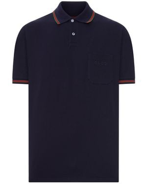 Gucci Embroidered Stretch Cotton Polo Shirt - Blue