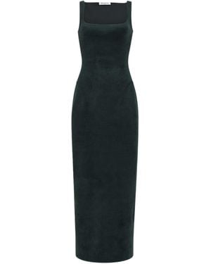 Alaïa Square-Neck Sleeveless Midi Dress - Black