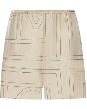 TOTEME Monogram Silk Shorts - Natural