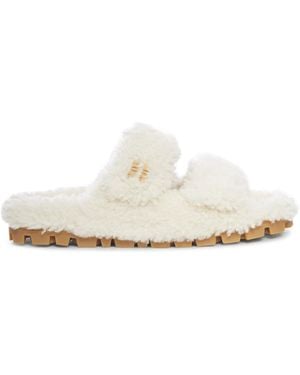 Miu Miu Shearling Sandals - White