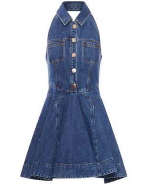 Self-Portrait Flared Mini Dress - Blue