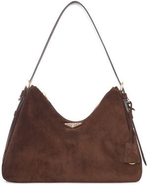 Prada Borsa a spalla in pelle scamosciata - Marrone