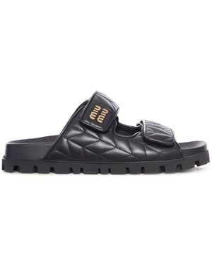 Miu Miu Nappa Matelassé Sandals - White