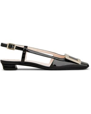 Roger Vivier Belle Vivier Patent Leather Slingback Ballerinas - Black