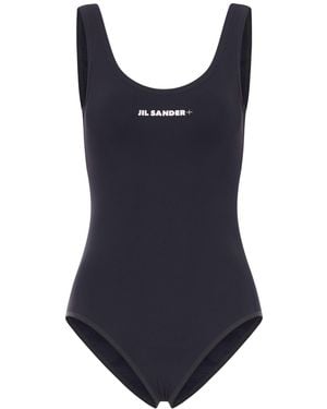 Jil Sander Logo Printed One-Piece Swimsuit - Blue