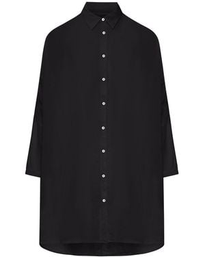 120% Lino Oversized Linen Shirt - Black