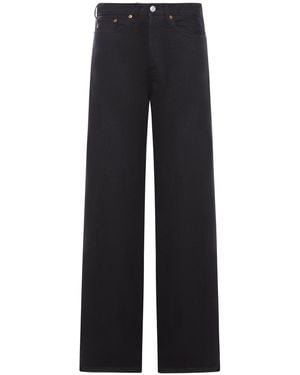 Lois Skater Loose Wide Leg Jeans - Black
