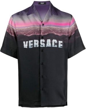 Versace Hills Print Silk Shirt - Black