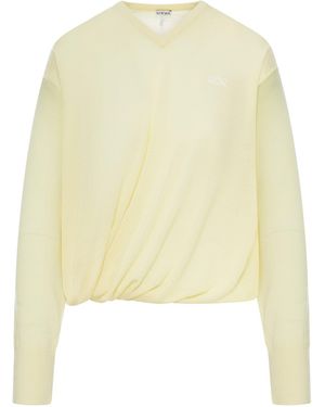 Loewe Draped Merino Wool Jumper - Yellow