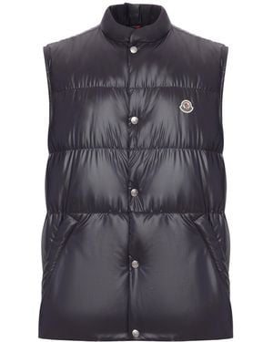 Moncler Restigo Quilted Vest With Logo Patch - Blue