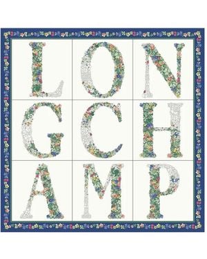 Longchamp Foulard di seta 50 le jardin fleuri - Blu
