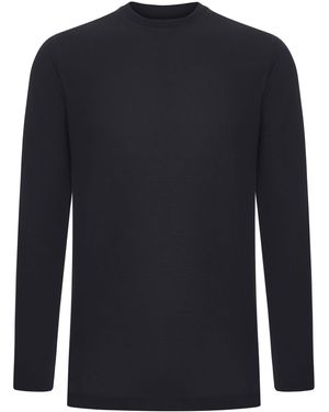 Zanone Slim Fit Long-Sleeved Ice Cotton T-Shirt - Blue