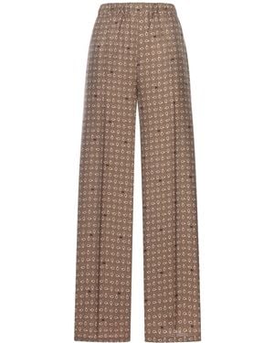 Max Mara Printed Silk Pants - Brown