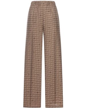 Max Mara Printed Silk Trousers - Brown