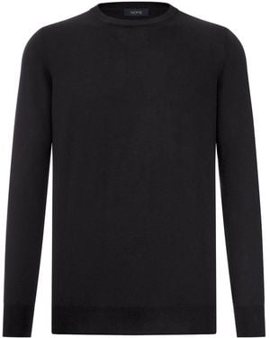 Nome G Crew Neck Long Sleeved Cotton Knitted T-Shirt - Black