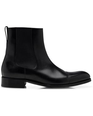 Tom Ford Burnished Leather Edgar Chelsea Boot - Black