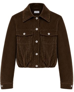 Loewe Cotton Corduroy Jacket With A Balloon Silhouette And Curved Sleeves - Brown