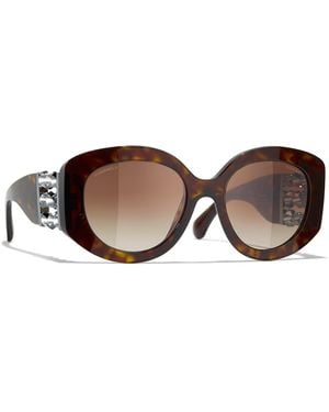 CHANEL Sunglass Oval Sunglasses Ch5543 - Black