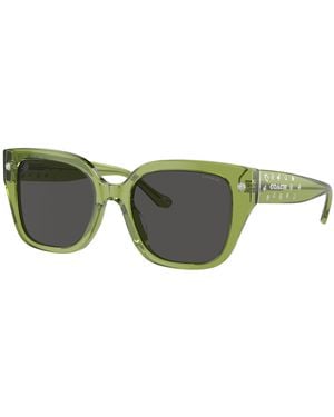 COACH Logo-Print Square-Frame Sunglasses - Green