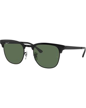 Ray-Ban Rb3716 Clubmaster Metal Polarized Square Sunglasses - Green