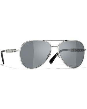 CHANEL Sunglass Pilot Sunglasses Ch4284b - Black