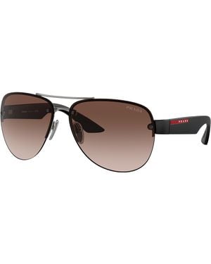 Prada Linea Rossa Man Ps 56ms - Frame Color: Gunmetal, Lens Color: Brown, Size 62-/14/130 - Black