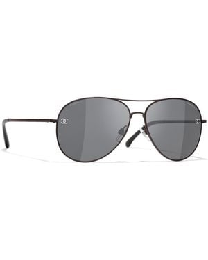 CHANEL Sunglass Pilot Sunglasses Ch4189tq - Black